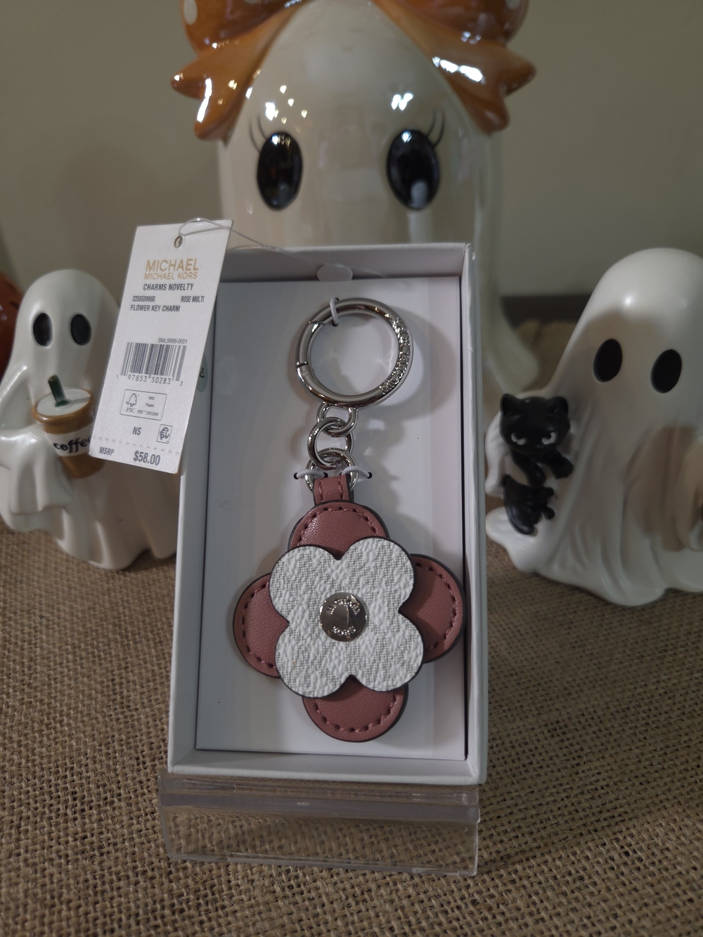 NWT Michael Kors Rose Novelty Floral Charm Keychain